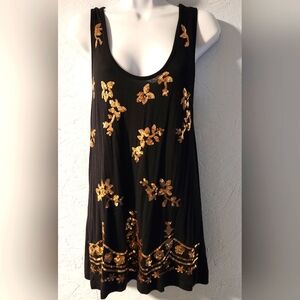 Wishful Park Black Sleeveless Top with Gold Sequins - Women's Size XL